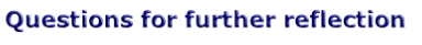 Questions for further reflection