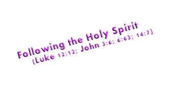 Following the Holy Spirit      (Luke 12:12; John 3:6; 6:63; 14:7)