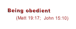 Being obedient       (Matt 19:17;  John 15:10)